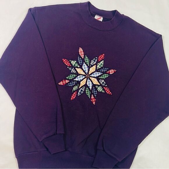 Vintage Geometric Colorful Star Crewneck Sweater - Picture 1 of 6